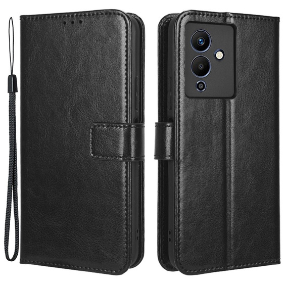 Pattintható tok a Infinix Note 12 5G, Crazy Horse Wallet, fekete