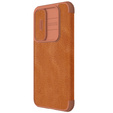 NILLKIN flip tok Samsung Galaxy A55 5G, CamShield Qin Pro, bőr, barna