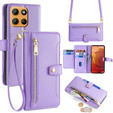 Pattintható tok a Motorola Moto G15 / G15 Power, Wallet Zipper Pocket, lila