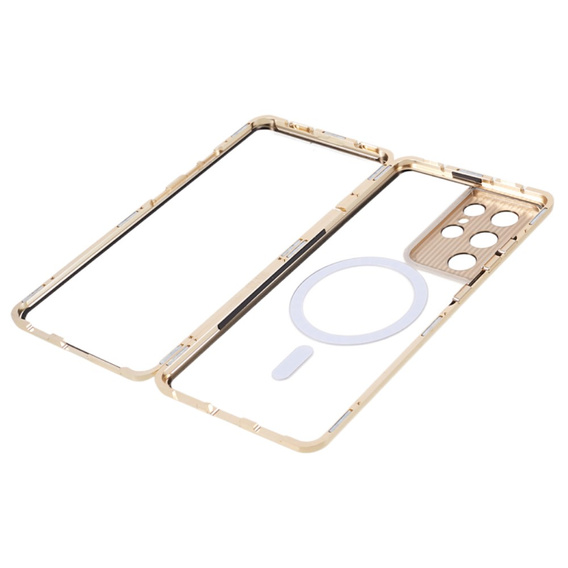 Magnetic Dual Glass MagSafe tok Samsung Galaxy S21 Ultra, arany