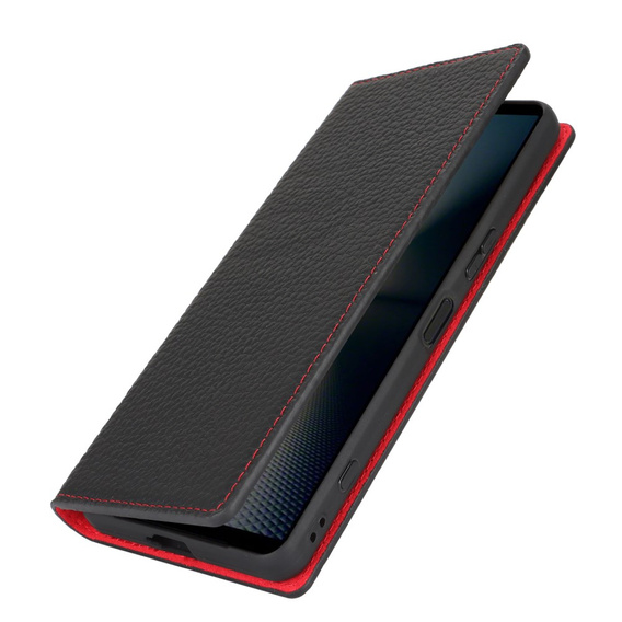 Bőr tok a Sony Xperia 1 VI, ERBORD Grain Leather, fekete