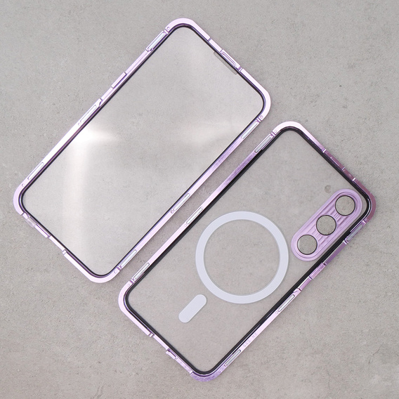 Magnetic Dual Glass MagSafe tok Samsung Galaxy S23, lila