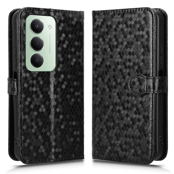 Pántos tok Xiaomi Redmi 15 5G / 4G, pénztárca rombusz, fekete