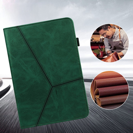 Tok Samsung Galaxy Tab S10 Lite / S10 FE / S9 FE / S9, Classic, tolltartóval, zöld