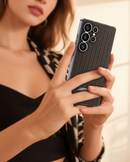 Telefontok a Samsung Galaxy S25 Ultra, GKK Woven Leather, kávé