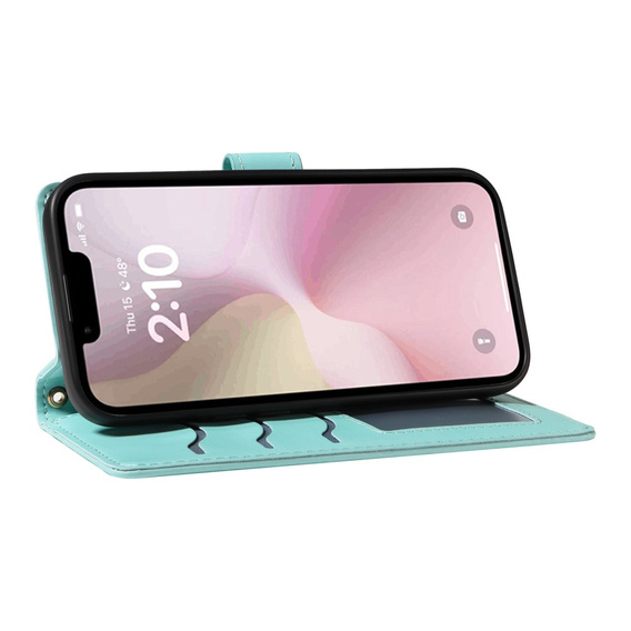 Flap tok iPhone 16E, Rhombus Crossbody Leather, zöld
