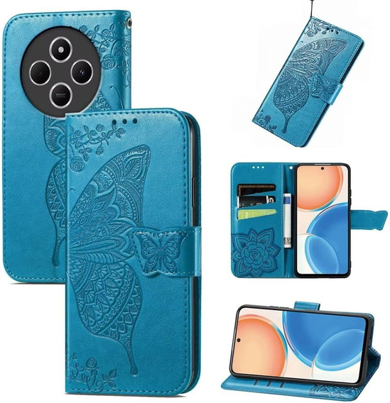Pattintható tok a Xiaomi Redmi 14C / Xiaomi Poco C75, Butterfly, kék