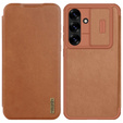 NILLKIN flip tok Samsung Galaxy A56, CamShield Qin Pro, bőr, barna