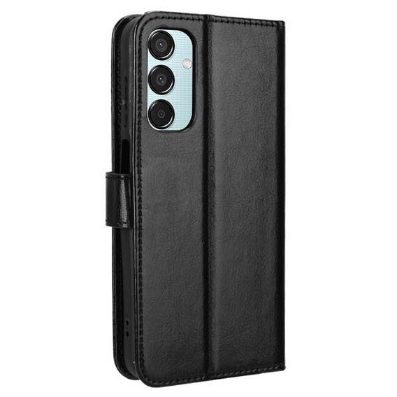 Pattintható tok a Samsung Galaxy M35, Crazy Horse Wallet, fekete