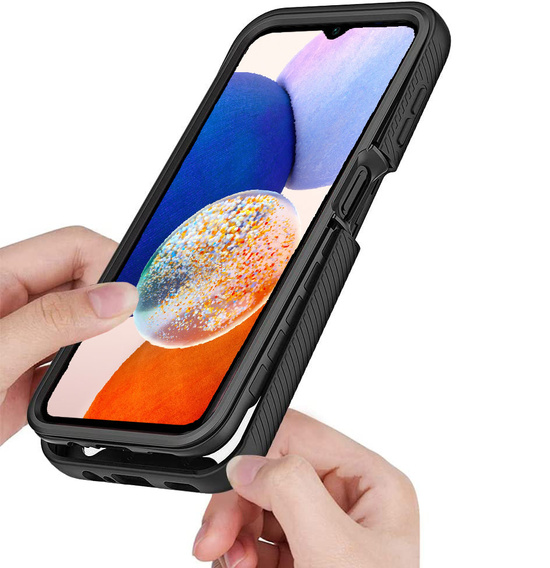 Tok Samsung Galaxy A14 4G/5G készülékhez, Shockproof, fóliával, fekete