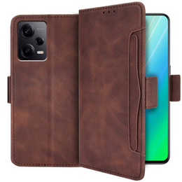 Pattintható tok a Xiaomi Redmi Note 12 5G / POCO X5 5G, Card Slot, barna