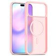 Matt tok iPhone 17 Pro Max készülékhez, MagSafe-hoz, áttetsző rózsaszínű