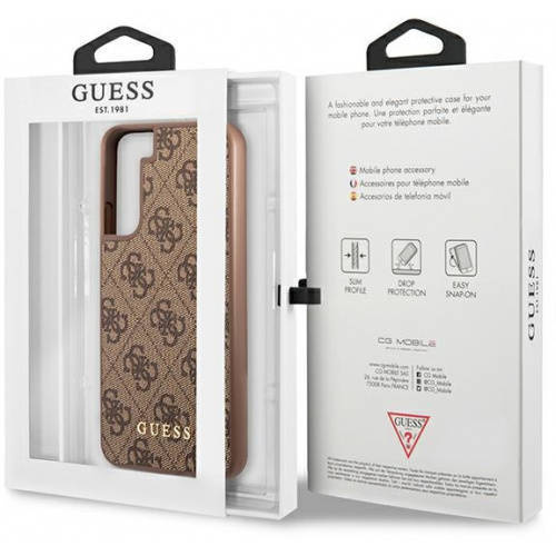 GUESS Telefontok a Samsung Galaxy S23, 4G Metal Gold Logo, barna