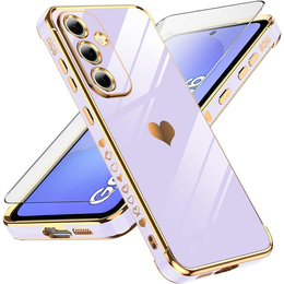 Tok Samsung Galaxy A36, Electro heart, lila + üveg 9H