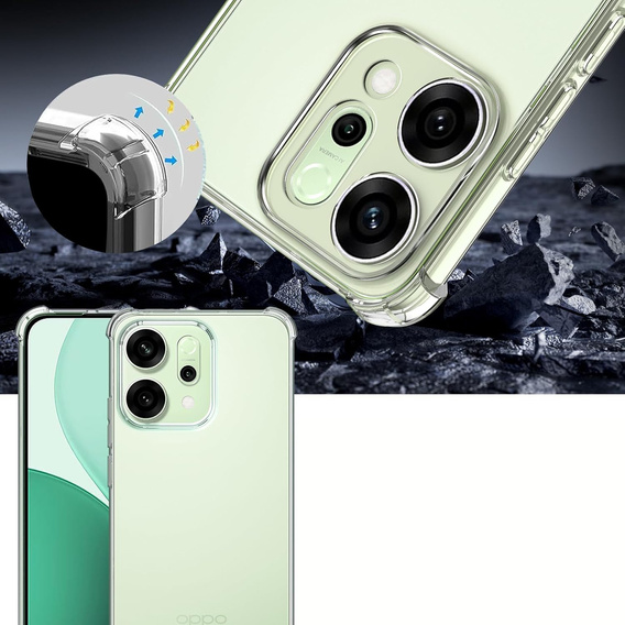 Tok Oppo Reno 14, megerősített, kameravédelemmel, átlátszó