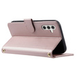 Flap tok Samsung Galaxy S25 FE, Rhombus Crossbody Leather, rózsaszín rose gold