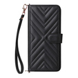 Tok patenttal a Honor 400 5G-hez, Crossbody Leather Wallet, fekete