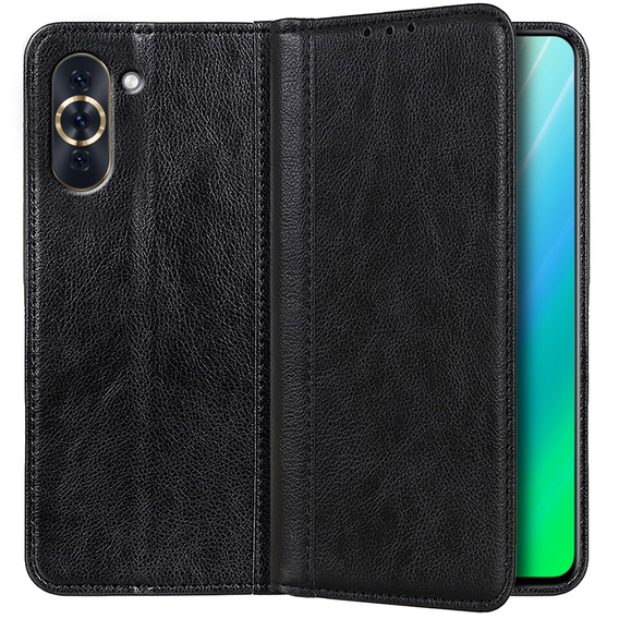 Pattintható tok Huawei Nova 10 Pro 4G, Split Leather, fekete