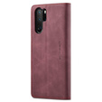 CASEME tok Huawei P30 Pro, Leather Wallet Case, bordó