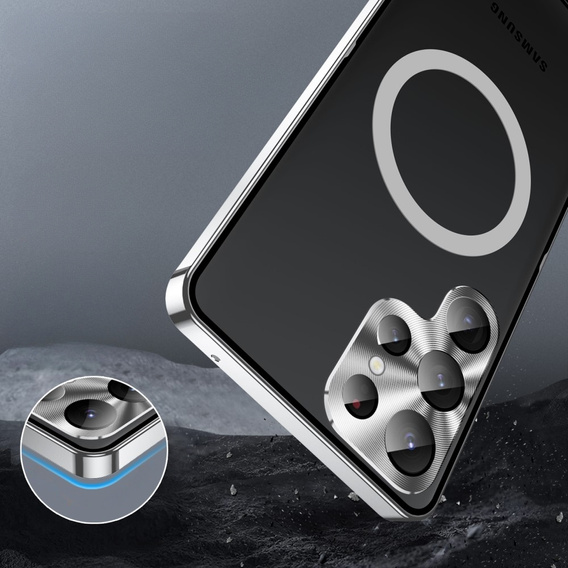 Kameravédő tok Samsung Galaxy S23 Ultra, CamShield MagSafe, átlátszó / ezüst