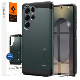 Spigen tok Samsung Galaxy S25 Ultra készülékhez, Tough Armor Mag Mag MagSafe, zöld + 9H edzett üveg
