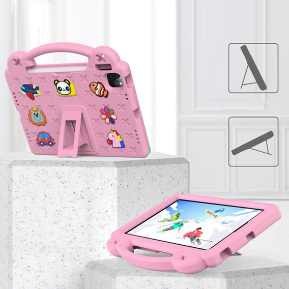 Gyermek tok iPad Air 10.9" 2022/2020 (5/4 gen.) / Pro 11" 2022/2021/2020 (4/3/2 gen.), Cute Patterns, állvánnyal, rózsaszín