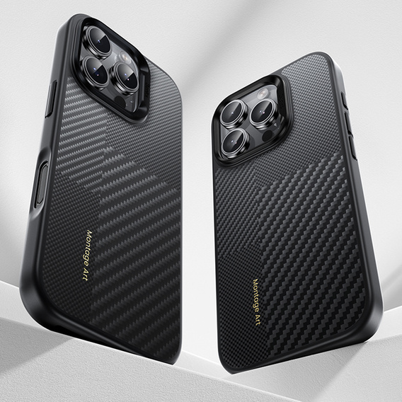 BENKS Kevlar tok iPhone 16 Pro, MagSafe, Carbon Fiber, fekete