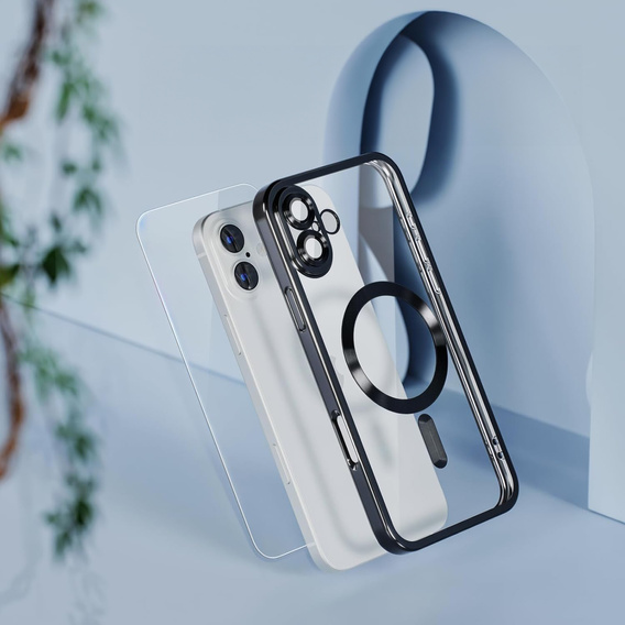 Tok iPhone 16-hoz, Electro MagSafe, fekete + üveg a képernyőhöz