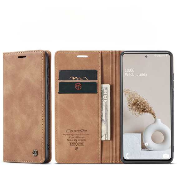 CASEME tok Samsung Galaxy S20 FE, Leather Wallet Case, barna