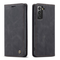 CASEME tok Samsung Galaxy S21 FE, Leather Wallet Case, fekete