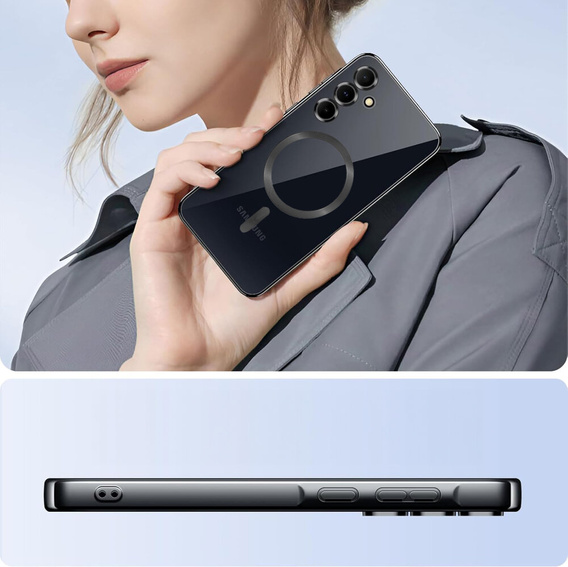 Tok Samsung Galaxy S25-hoz, Electro MagSafe, fekete + üveg a képernyőhöz