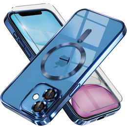 Tok iPhone 11-hoz, Electro MagSafe, kék + üveg a képernyőhöz