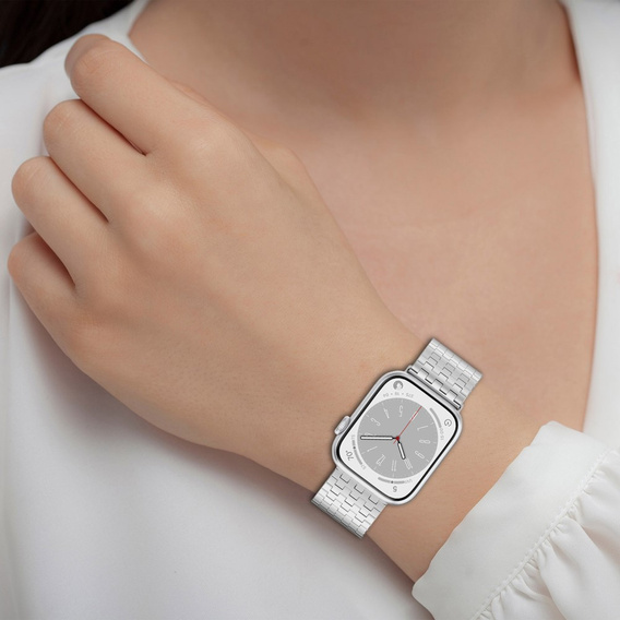 Acél karperec Apple Watch 1/2/3/4/4/5/6/7/8/SE/ULTRA 42/44/45/45/49 MM - ezüst