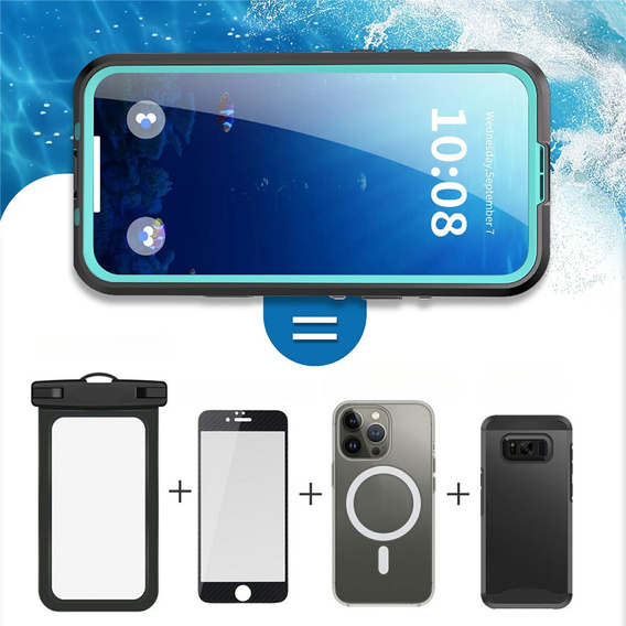 Tok iPhone 17 Pro Max készülékhez, IP68 vízálló, SHELLBOX MagSafe, kék
