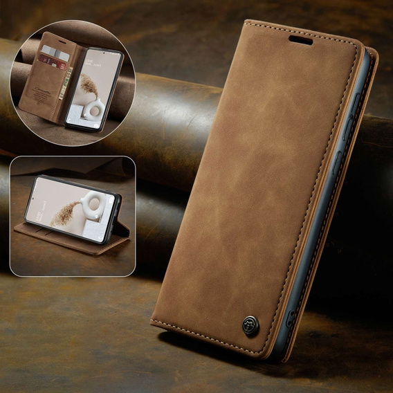 CASEME tok Samsung Galaxy S20 FE, Leather Wallet Case, barna