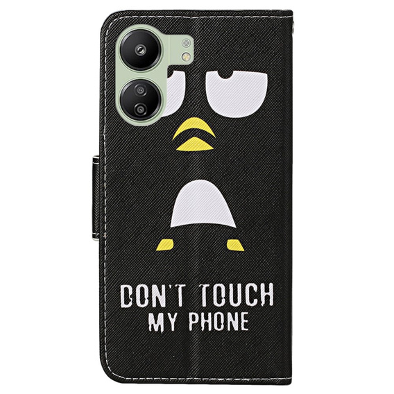 Pattintható tok a Xiaomi Redmi 13C / Poco C65, Wallet, Don't Touch My Phone, fekete
