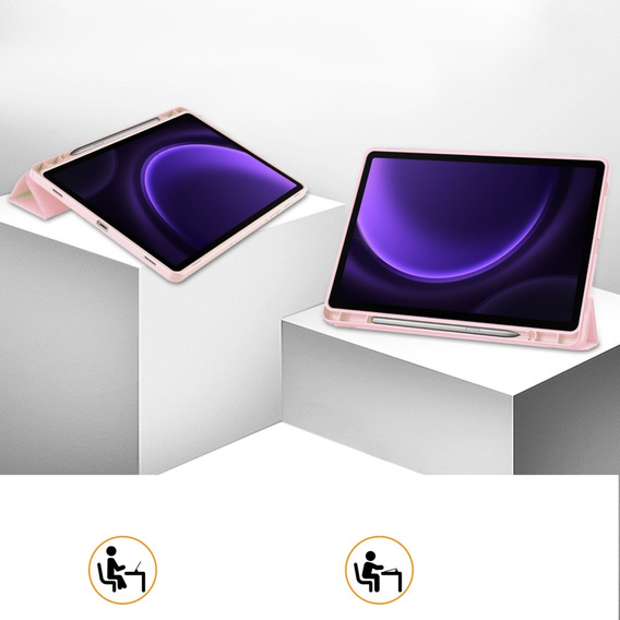 Tok Samsung Galaxy Tab S10 Lite / S10 FE / S9 FE, Smartcase tolltartóval, rózsaszín