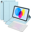 Kivilágított bluetooth billentyűzettel ellátott tok iPad 10.9 2022 (10 gen.), kék