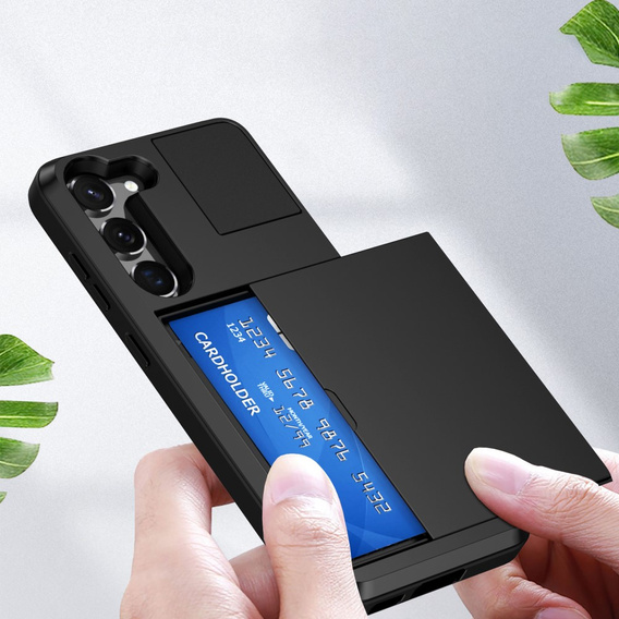 Telefontok a Samsung Galaxy S23, Sliding Card Holder, fekete