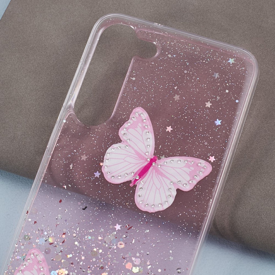 Tok Samsung Galaxy S24, Glitter Butterfly, rózsaszín
