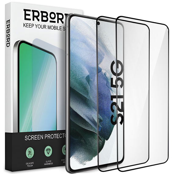 2x edzett üveg a Samsung Galaxy S21, ERBORD 3D teljes képernyő