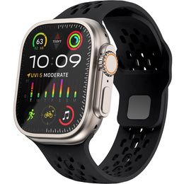 Szilikon szíj Apple Watch 1/2/3/4/4/5/6/7/8/SE/ULTRA 42/44/45/45/49MM órához, fekete