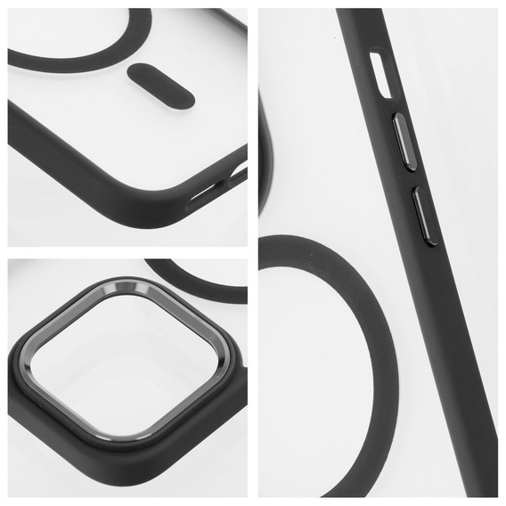 Tok iPhone 16 Pro Max-hoz, MagSafe, ERBORD Matt Case, átlátszó / fekete + képernyőüveg