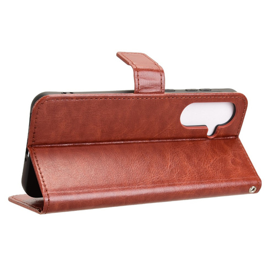 Pattintható tok a Samsung Galaxy A56, Crazy Horse Wallet, barna
