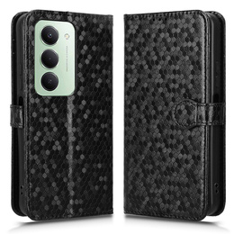Pántos tok Xiaomi Redmi 15 5G / 4G, pénztárca rombusz, fekete
