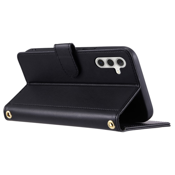Flap tok Samsung Galaxy A55 5G, Rhombus Crossbody Leather, fekete