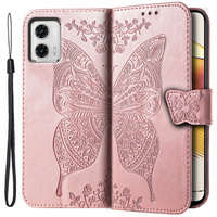 Pattintható tok a Motorola Moto G73 5G, Butterfly, rózsaszín rose gold