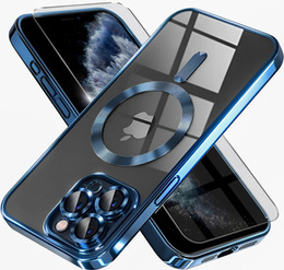 Tok iPhone 11 Pro-hoz, Electro MagSafe, kék + üveg a képernyőhöz