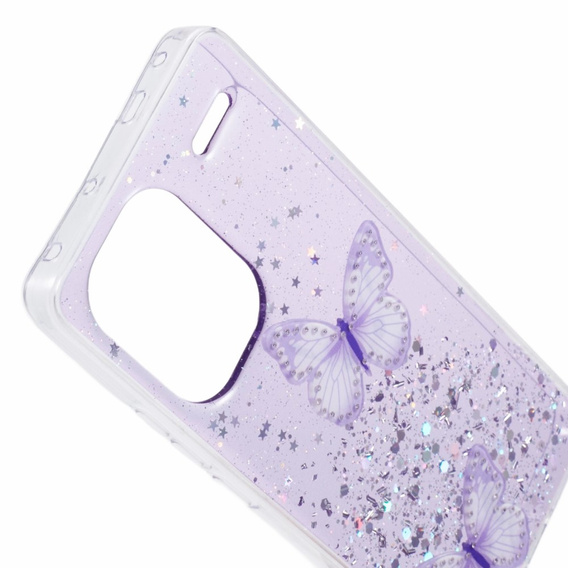 Tok Xiaomi Redmi Note 13 Pro+, Glitter Butterfly, lila
