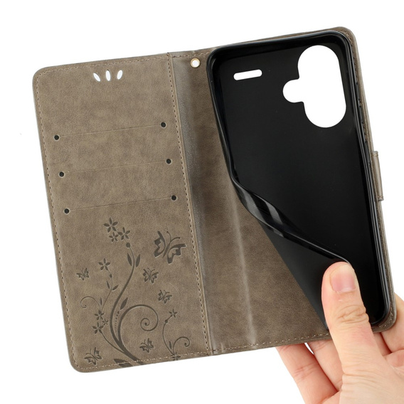 Pattintható tok a Xiaomi Redmi Note 13 Pro+, Butterfly, szürke